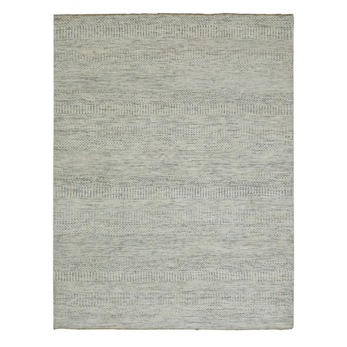 Egret White, Tone on Tone, Soft and Pure Wool, Hand Knotted Modern Grass Design, Organic Sustainable Textile, Oriental Rug