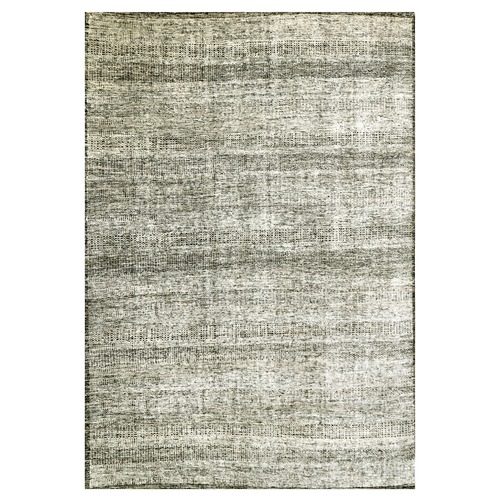 Stone Gray with Charcoal Black, Oxidized and Distressed Grass Design, Hand Knotted, 100% Wool, Oriental Rug