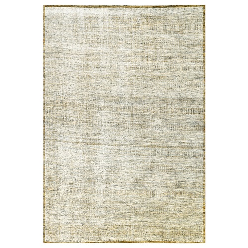 Beige with Mustard Yellow, Oxidized and Distressed Grass Design, Hand Knotted, Pure Wool, Oriental Rug