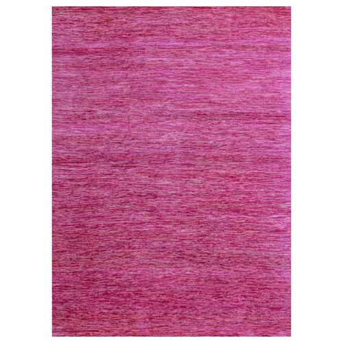 Fuscia Pink, Plain Solid Design, Pure Sari Silk, Hand Knotted, Soft to the Touch, Oriental 