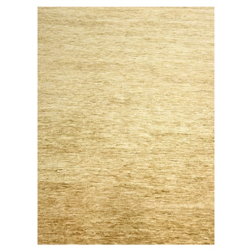 Golden Yellow, Modern Plain Design, Densely Woven, Pure Wool, Hand Knotted, Oriental Rug