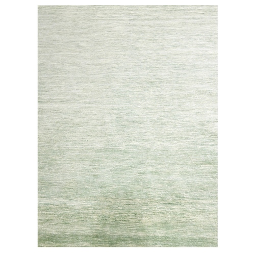 Mist Green, Modern Plain Design, Borderless, Densely Woven, Pure Wool, Hand Knotted, Oriental Rug