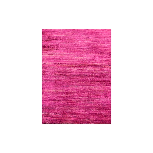 Hot Pink, Plain Solid Design, Pure Sari Silk, Hand Knotted, Sample, Strike Off, Mat, Oriental 