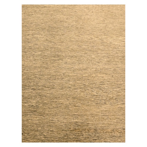 Khaki Brown, Plain Solid Design, Undyed Natural Wool, Tone on Tone, Hand Knotted, Oriental 