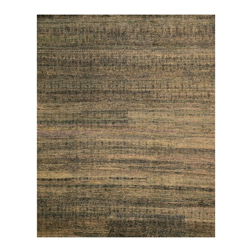 Beaver Brown, Obscured Pattern Grass Design, Sari Silk, Hand Knotted, Oriental 