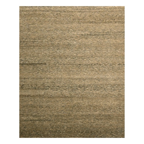 Bison Brown, Modern Grass Design with Distinct Abrash, Undyed Natural Wool, Tone on Tone, Hand Knotted, Oriental 