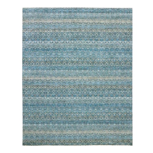 Cerulean Blue, Kohinoor Herat, All Over Small Geometric Repetitive Diamond Pattern Tone On Tone, Hand Knotted, Vibrant Wool, Soft To The Touch, Oriental 