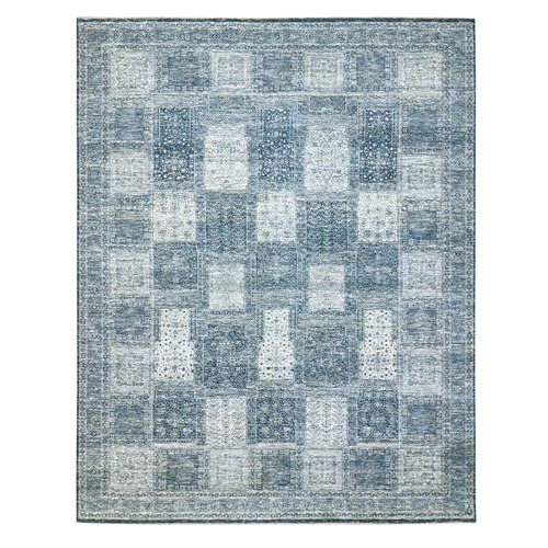 Aegean Blue, Garden Design, Agra, Hand Knotted, 100% Wool, Oriental 