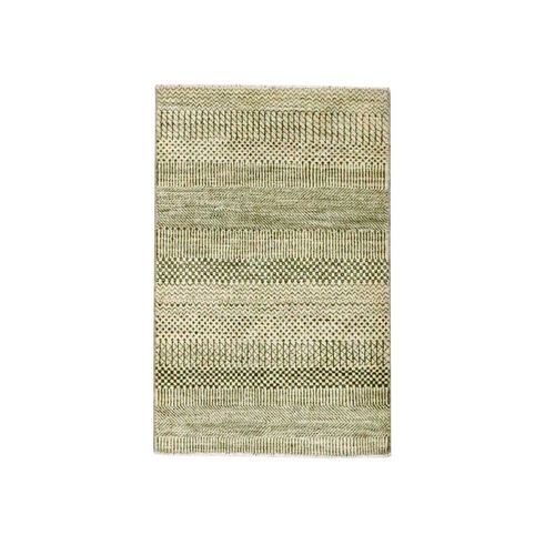 Beige, Modern Grass Design, Hand Knotted, Tone on Tone, Lush and Plush, Wool with touch of Silk, Mat, Sample, Oriental 