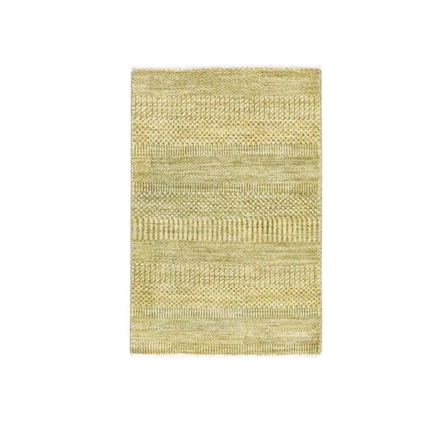 Ecru Brown, Modern Grass Design, Hand Knotted, Tone on Tone, Wool with touch of Silk, Lush and Plush, Sample, Mat, Oriental 