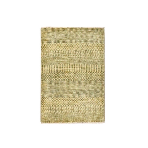 Golden Brown, Modern Grass Design, Hand Knotted, Wool with touch of Silk, Tone on Tone, Lush and Plush, Mat, Sample, Oriental 