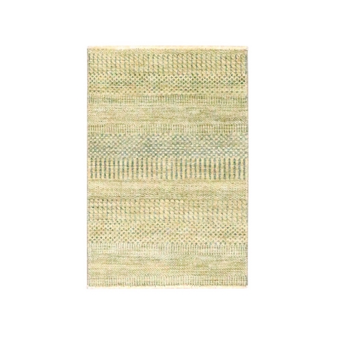 Light Brown, Modern Grass Design, Hand Knotted, Wool with touch of Silk, Tone on Tone, Lush and Plush, Mat, Sample, Oriental 
