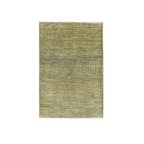 Ecru Brown, Modern Grass Design, Hand Knotted, Wool with touch of Silk, Tone on Tone, Lush and Plush, Mat, Sample, Oriental 
