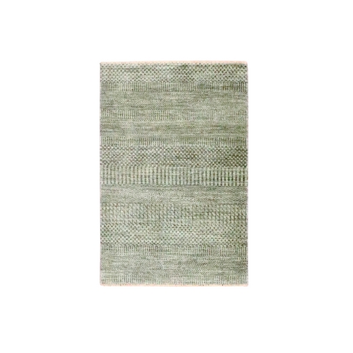 Light Brown, Wool with touch of Silk, Tone on Tone, Lush and Plush, Sample, Modern Grass Design, Hand Knotted, Mat, Oriental 