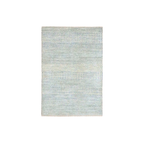 Spanish Gray, Wool with touch of Silk, Tone on Tone, Lush and Plush, Hand Knotted, Modern Grass Design, Mat, Oriental 