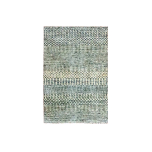 Light Gray, Lush and Plush, Hand Knotted, Modern Grass Design, Wool with touch of Silk, Tone on Tone, Mat, Sample, Oriental 