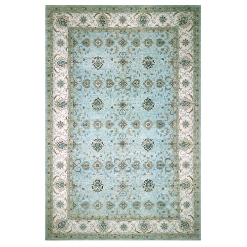 Crystal Blue, Agra, Shah Abbas Flower Vines Design, Natural Dyes, Hand Knotted, Luxurious Wool, Denser Weave, Oversized, Oriental Rug