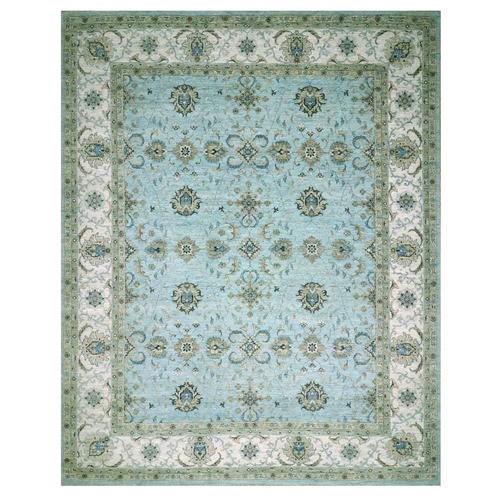 Sapphire Blue, Agra, Shah Abbas Flower Vines Design, Vegetable Dyes, Hand Knotted, Pure Wool, Denser Weave, Oversized, Oriental Rug