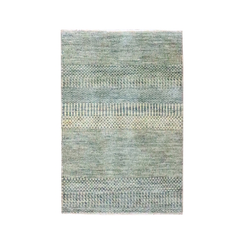Misty Gray, Hand Knotted, Modern Grass Design, Wool with touch of Silk, Tone on Tone, Lush and Plush, Mat, Sample, Oriental 