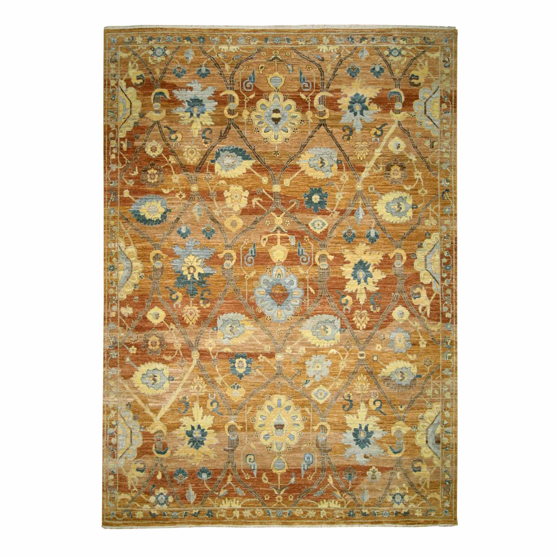 Oushak-And-Peshawar-Hand-Knotted-Rug-383425