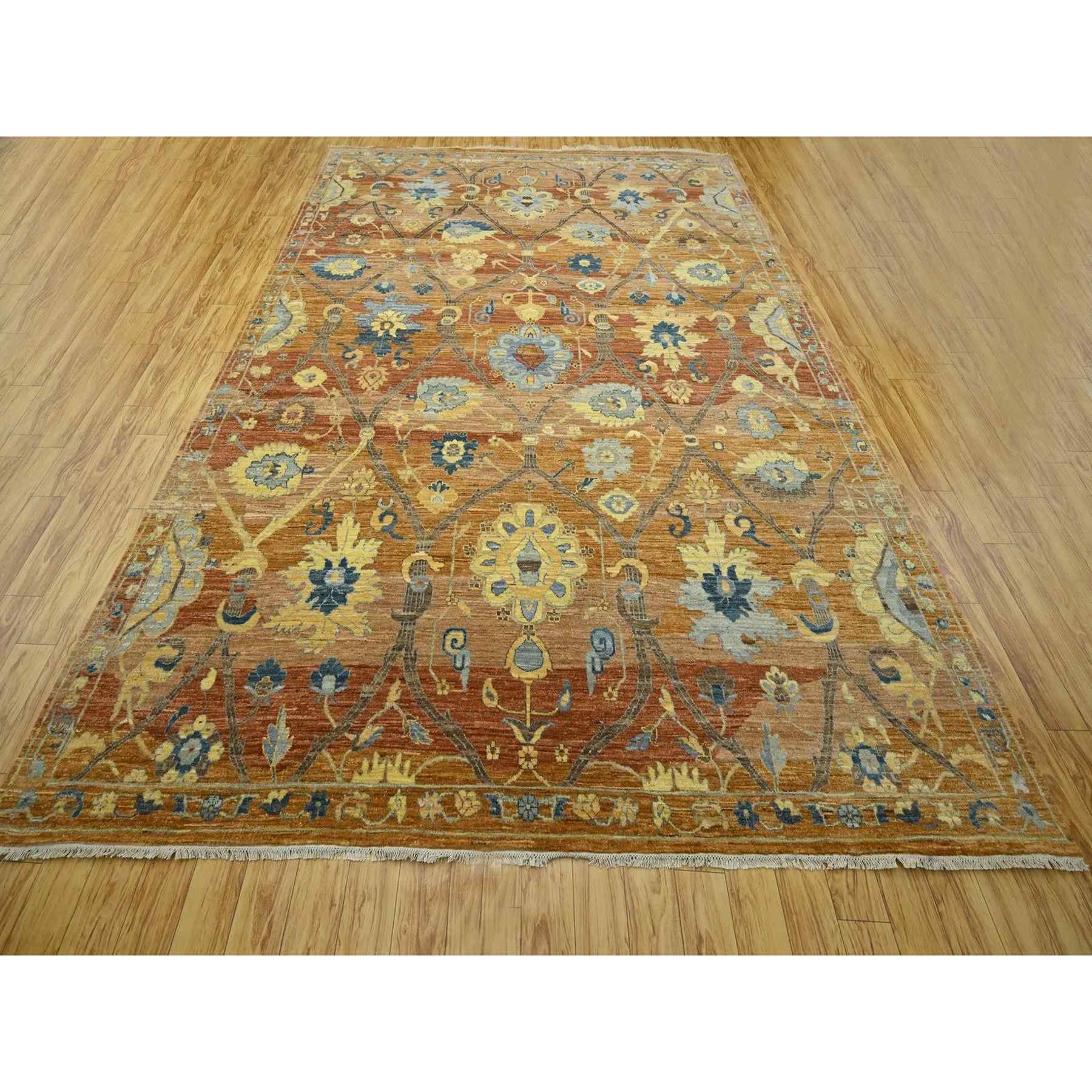 Oushak-And-Peshawar-Hand-Knotted-Rug-383425