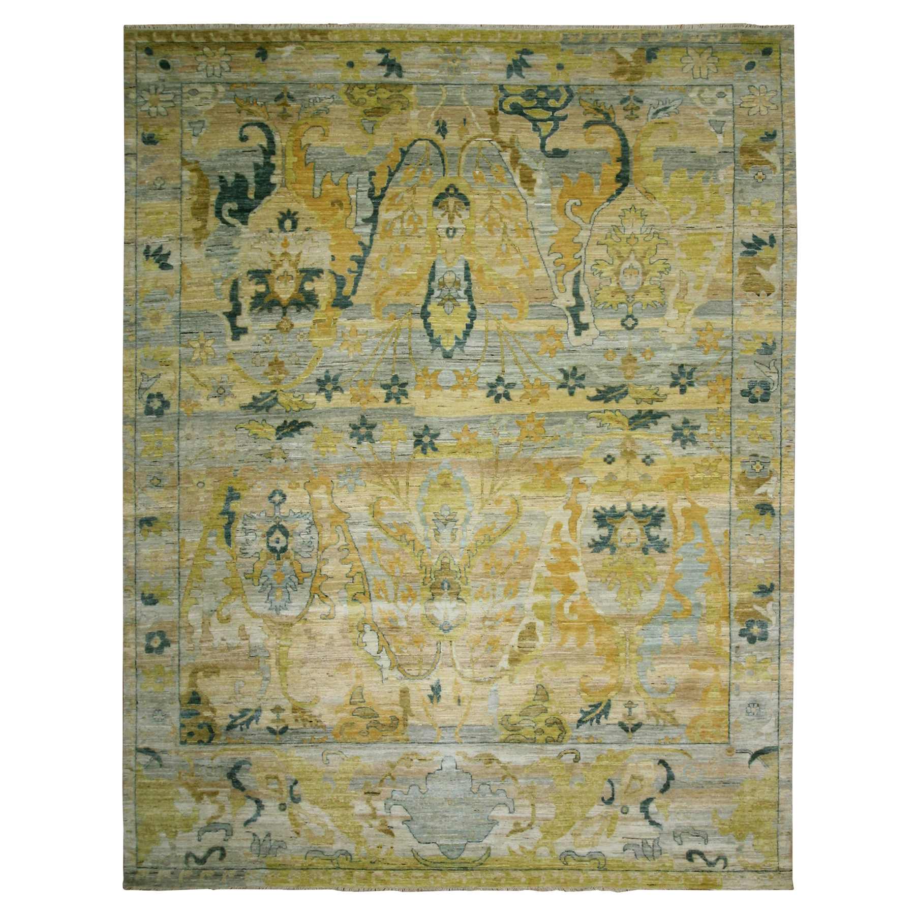 Oushak-And-Peshawar-Hand-Knotted-Rug-383435