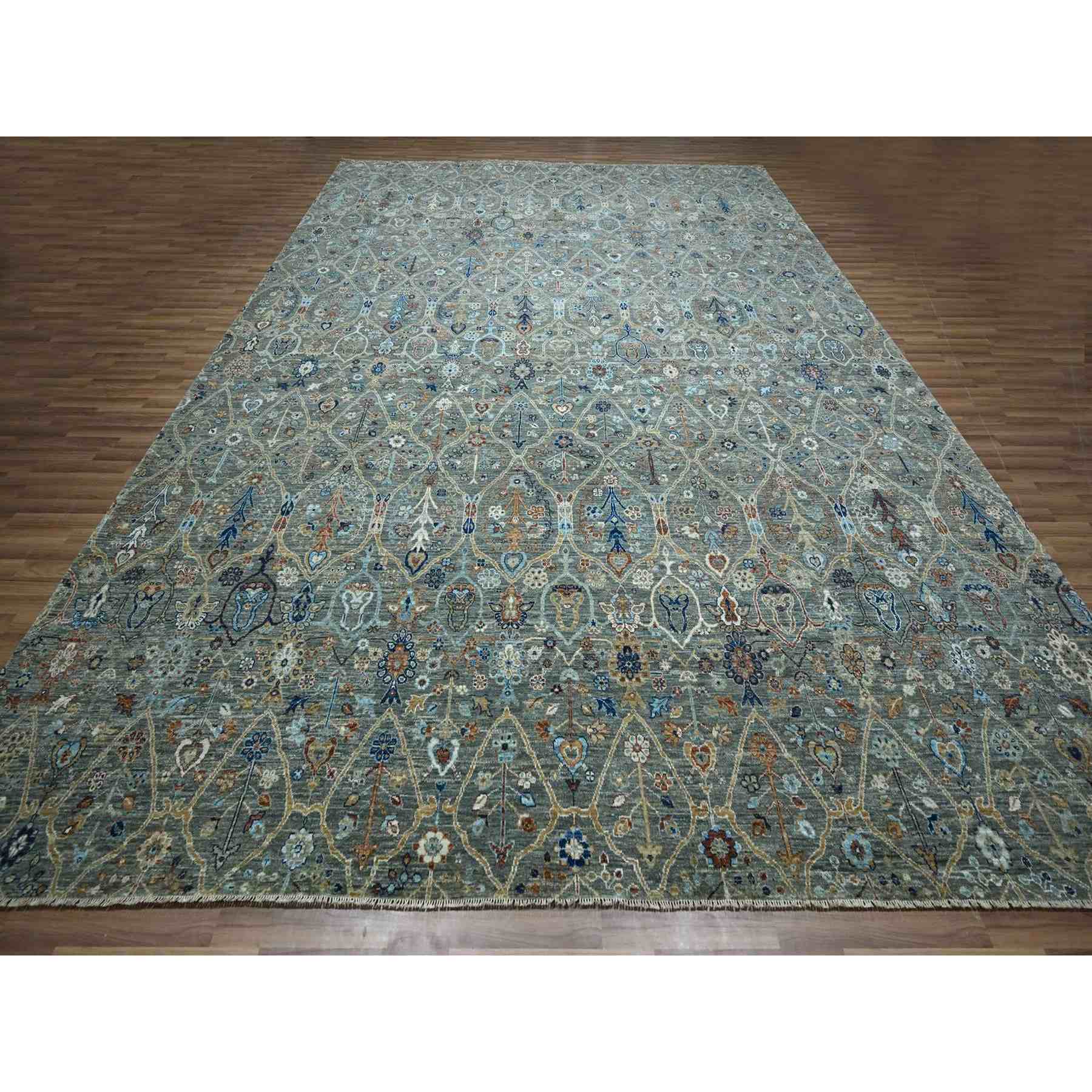Oushak-And-Peshawar-Hand-Knotted-Rug-384230