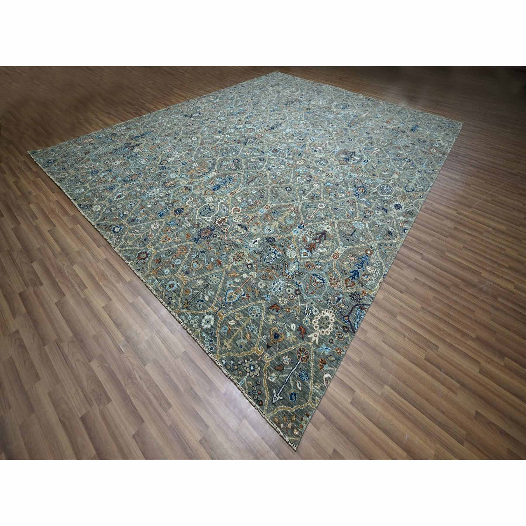 Oushak-And-Peshawar-Hand-Knotted-Rug-384230