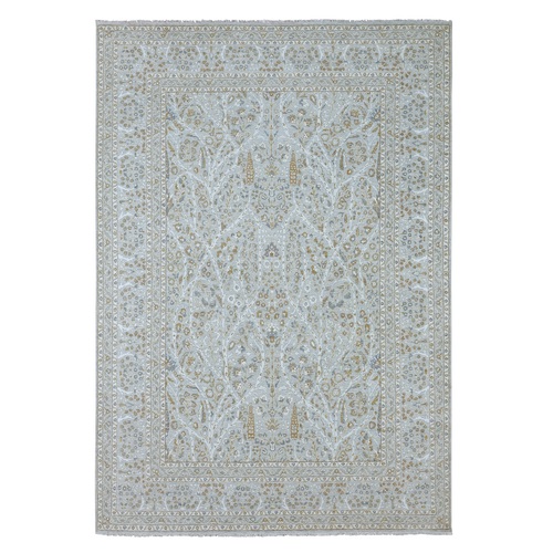 Spanish Gray, 200 KPSI, Meditation Tree of Life Design, Tone on Tone, Zero Pile, 100% Wool, Densely Woven, Hand Knotted, Oriental 