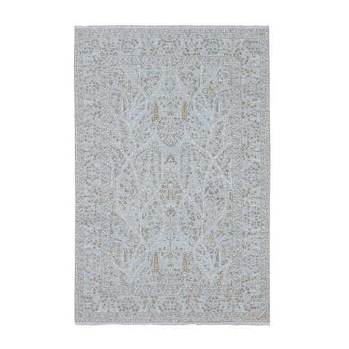Spanish Gray, 200 KPSI, Meditation Tree of Life Design, Tone on Tone, Zero Pile, 100% Wool, Densely Woven, Hand Knotted, Oriental 