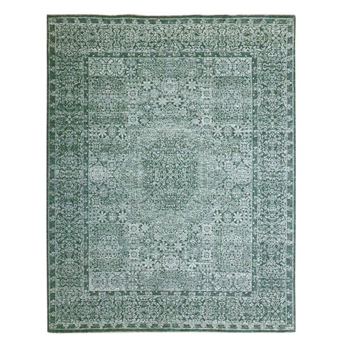 Pine Green, Mamluk Design, Pre Historic 14th Century Influence, Natural Dyes, Hand Knotted, 100% Wool, Oriental 