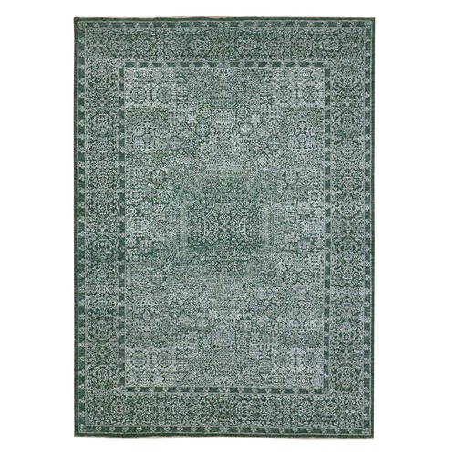 Seaweed Green, Pre Historic 14th Century Influence, Mamluk Design, Natural Dyes, Hand Knotted, Pure Wool, Oriental 