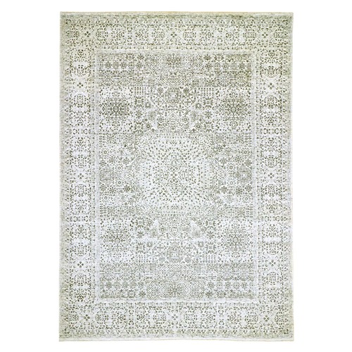Chiffon White, Pre Historic 14th Century Influence, Mamluk Design, Natural Dyes, Hand Knotted, Pure Wool, Oriental 