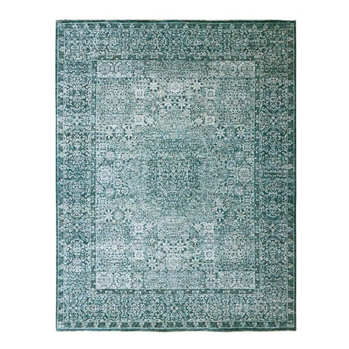 Teal Green, Pre Historic 14th Century Influence, Mamluk Design, Natural Dyes, Hand Knotted, Pure Wool, Oriental 