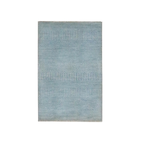 Light Blue, Lush and Plush, Sample, Modern Grass Design, Tone on Tone, Hand Knotted, Wool with touch of Silk, Mat, Oriental 