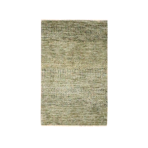 Coffee Brown, Modern Grass Design, Wool with touch of Silk, Tone on Tone, Lush and Plush, Hand Knotted, Mat, Oriental 