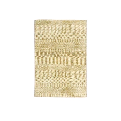 Honey Brown, Modern Grass Design, Hand Knotted, Wool with touch of Silk, Tone on Tone, Lush and Plush, Sample, Mat, Oriental 