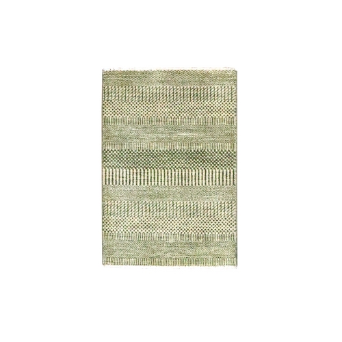 Beige, Hand Knotted, Modern Grass Design, Lush and Plush, Wool with touch of Silk, Sample, Tone on Tone, Mat, Oriental 