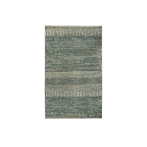 Linen White, Wool with touch of Silk, Tone on Tone, Lush and Plush, Hand Knotted, Modern Grass Design, Sample, Mat, Oriental 