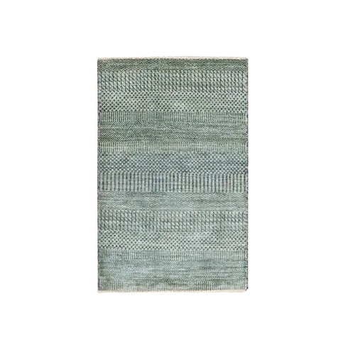 Pastel Gray, Lush and Plush, Hand Knotted, Modern Grass Design, Wool with touch of Silk, Tone on Tone, Mat, Sample, Oriental 