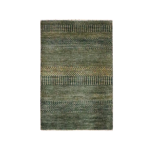 Charcoal Black with Gold, Hand Knotted, Modern Grass Design, Sample, Wool and Silk, Tone on Tone, Lush and Plush, Mat, Oriental 