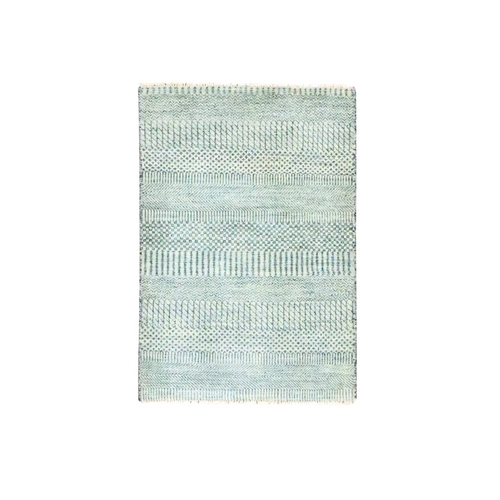 Cloud Gray, Lush and Plush, Hand Knotted, Modern Grass Design, Sample, Wool with touch of Silk, Tone on Tone, Mat, Oriental 