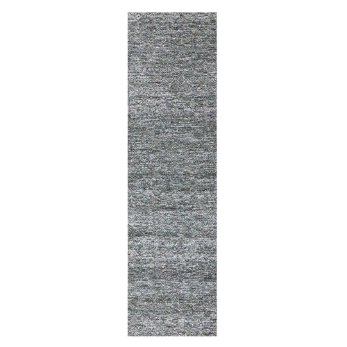 Sonic Gray, Kohinoor Herat Pattern, Small Geometric Repetitive Diamond Design, Hand Knotted, Soft Wool, Tone on Tone, Runner, Oriental 
