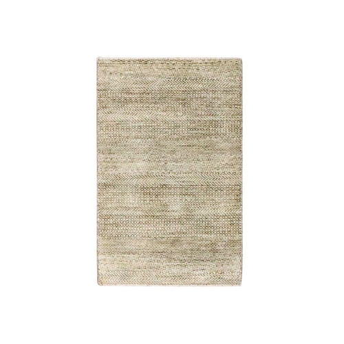 Khaki Brown, Modern Grass Design, Undyed Natural Wool, Tone on Tone, Hand Knotted, Mat, Sample, Oriental 