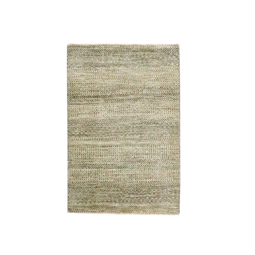 Khaki Brown, Modern Grass Design, Tone on Tone, Undyed Natural Wool, Hand Knotted, Mat, Sample, Oriental 