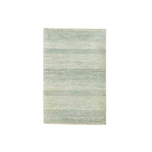 Beige, Hand Knotted, Modern Grass Design, Tone on Tone, Undyed Natural Wool, Mat, Sample, Oriental 