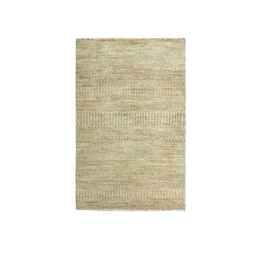 Beige, Wool with touch of Silk, Modern Grass Design, Hand Knotted, Tone on Tone, Lush and Plush, Mat, Sample, Oriental 