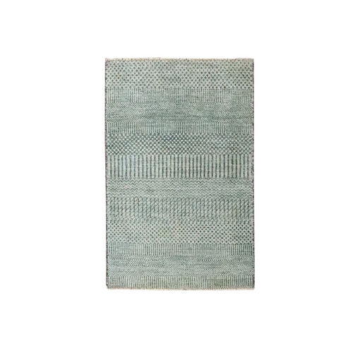 Pastel Gray, Tone on Tone, Modern Grass Design, Hand Knotted, Wool with touch of Silk, Lush and Plush, Mat, Sample, Oriental 
