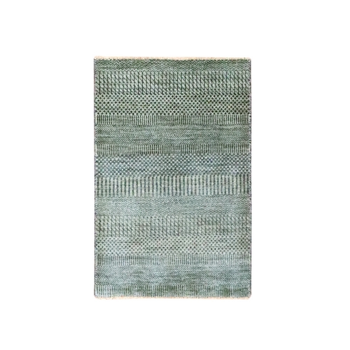Nevada Gray, Modern Grass Design, Hand Knotted, Wool with touch of Silk, Tone on Tone, Lush and Plush, Sample, Mat, Oriental 