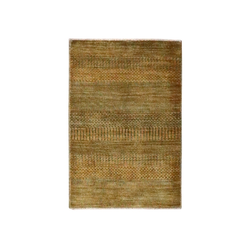 Golden Brown, Modern Grass Design, Hand Knotted, Wool with touch of Silk, Tone on Tone, Lush and Plush, Sample, Mat, Oriental 